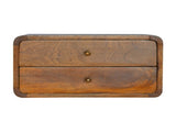 Solid Wood Floating Curved Chestnut Bedside, 2 Drawers, Dark Brown B2743P403237