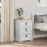 Bedside Table Corona White 45 x 35 x 64 cm Solid Pine Wood 42021187