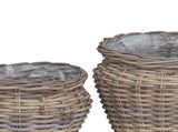 Planter Basket with Storage 2 pcs Grey Lacak Rattan 42020959