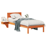 Bed Frame with Headboard Wax Brown 75 x 190 cm Solid Pine Wood 873474