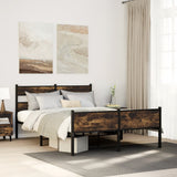 Metal Bed Frame without Mattress Smoked Oak 160x200 cm 3308490
