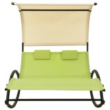 Sun Lounger Green and cream Textilene, Steel Double 310550