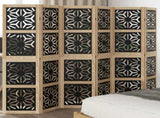 Room Divider 6 Panels Brown and Black Solid Wood Paulownia 358809