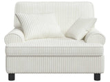 XL Armchair with Cushions Cream 1.5 Lines Fabric 42043478