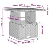Garden Table Grey 80x80x71 cm Poly Rattan and Acacia Wood 368270