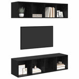 TV Cabinet Set Wall-mounted 2 pcs Black Oak 37 x 37 x 142.5 cm 3393526