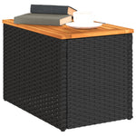 Garden Side Tables 2pcs Black 55x34x37cm Poly Rattan Solid Wood 365980