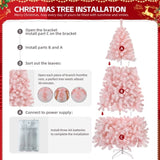 ZNTS 6 FT Artificial Christmas Tree with DIY 100 Warm Lights Battery Operated, 750 Branch Tips and Sturdy 52212843