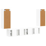 TV Wall Cabinet Set Wall-mounted 4 pcs White Engineered Wood 3408916