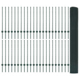 Welded Wire Fence with Posts 100 x 1 m PVC-Coated Steel Green 3336544