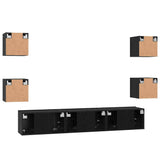 TV Cabinet Set Wall-mounted 7 pcs Black Oak Engineered Wood 3393397