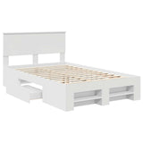 Bed Frame with Headboard White 137 x 203 cm Engineered Wood 3408767