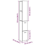 Bathroom Cabinet Artisan Oak 25x25x170 cm Engineered Wood 856653