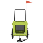 ZNTS Pet Bike Trailer Green and Black Oxford Fabric and Iron 93948