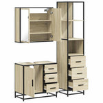 ZNTS 3 Piece Bathroom Furniture Set Sonoma Oak Engineered Wood 3301136