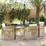 Garden Dining Set 5 pcs Beige Powder-Coated Steel 3380663