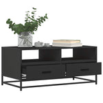 ZNTS Coffee Table Black 100x50x45 cm Engineered Wood and Metal 848784