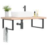 Basin Shelf Wall Mounted Steel and Solid Wood Oak 3302473