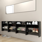 Wall Shoe Cabinets 4 pcs Black 60x18x60 cm Engineered Wood 806719