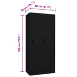 335968 Wardrobe Black 80x50x180 cm Steel