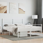 ZNTS Metal Bed Frame without Mattress with Footboard White 160x200cm 352389