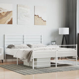 ZNTS Metal Bed Frame without Mattress with Footboard White 160x200cm 352389