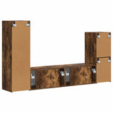TV Cabinet Set Wall-mounted 4 pcs Smoked Oak Engineered Wood 3409029