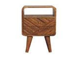 Solid Wood Mini Lille Curved Bedside, 2 Drawers & 1 open Slot, Brown B2743P456252
