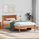 Bed Frame with Headboard Wax Brown 90 x 190 cm Solid Pine Wood 872844