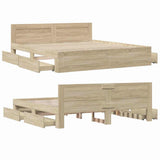 Bed Frame with Drawer 2 pcs Sonoma 193 x 203 cm Engineered Wood 3402856