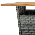 ZNTS Bar Table Grey 60x60x110 cm Poly Rattan and Solid Acacia Wood 313464