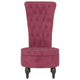 High Back Chair Wine Red Velvet Button Design 352467