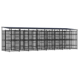 Outdoor Dog Kennel with Roof Steel 14.75 m 3097953