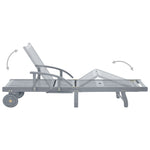 Garden Sun Lounger Grey Solid Acacia Wood 45939