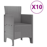 Garden Dining Set 11 pcs Light Grey Polypropylene 3378607