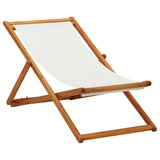 Beach Chair Cream White Solid Eucalyptus Wood Medium Foldable 310314