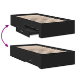 Bed Frame with Drawers without Mattress Black 75x190 cm Small Single 3280441