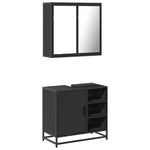 ZNTS 2 Piece Bathroom Furniture Set Black Engineered Wood 3300905