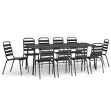 Garden Dining Set Anthracite Powder-Coated Steel Large Stackable 3187996