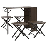 ZNTS 5 Piece Garden Dining Set Foldable Brown Poly Rattan 365945