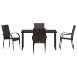 Garden Dining Set 5 pcs Brown Powder-Coated Steel 3379396