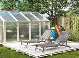 Set of Two Adjustable Back Sun Loungers - Grey T3398P320086