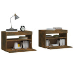 Bedside Cabinets 2 pcs with LED Lights Smoked Oak 60x35x40 cm 3152827
