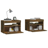 ZNTS Bedside Cabinets 2 pcs with LED Lights Smoked Oak 60x35x40 cm 3152827