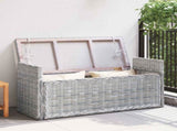 Storage Bench with Cushion White Wash 110 x 40 x 50 cm Rattan 42011574