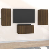3 Piece TV Cabinet Set Brown Oak Engineered Wood 3120232