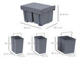 Kitchen Recycle Waste Bin Pull Out Soft Close Dustbin Recycling Cabinet Trash Can Grey T3398P344192