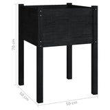 Garden Planters 2 pcs Black 50x50x70 cm Solid Pinewood 810808