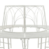 Tree Bench 8-Seater 160 x 89 cm Steel Antique White Round 42029519