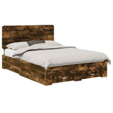 Bed Frame with Drawer Smoked Oak 150 x 200 cm Engineered Wood 3412771